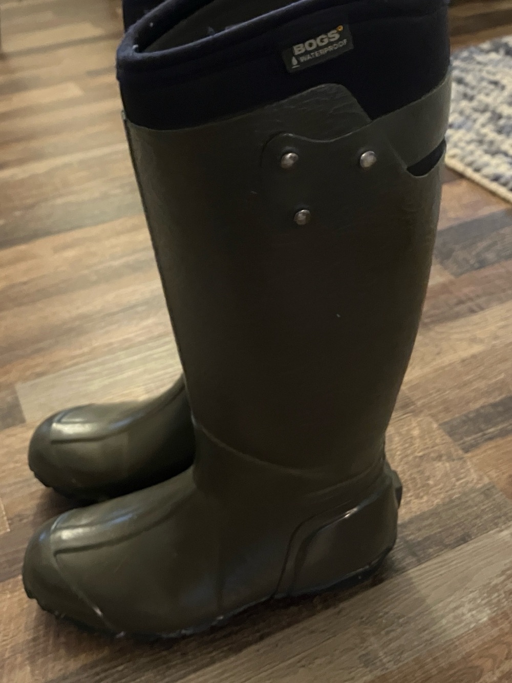 Bogs Olive Green Tall Waterproof Boots with Black Collar